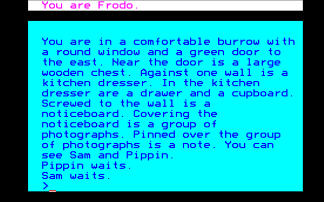Lord of the Rings Game One opening screen on Acorn BBC Micro
