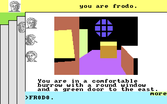 Lord of the Rings Game One opening screen on Commodore 64 Melbourne House version