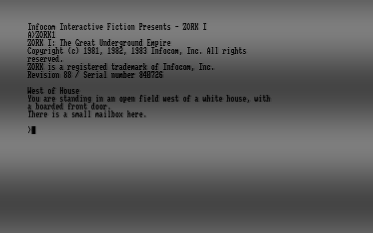 Zork I opening screen on Amstrad CPC, Release 88